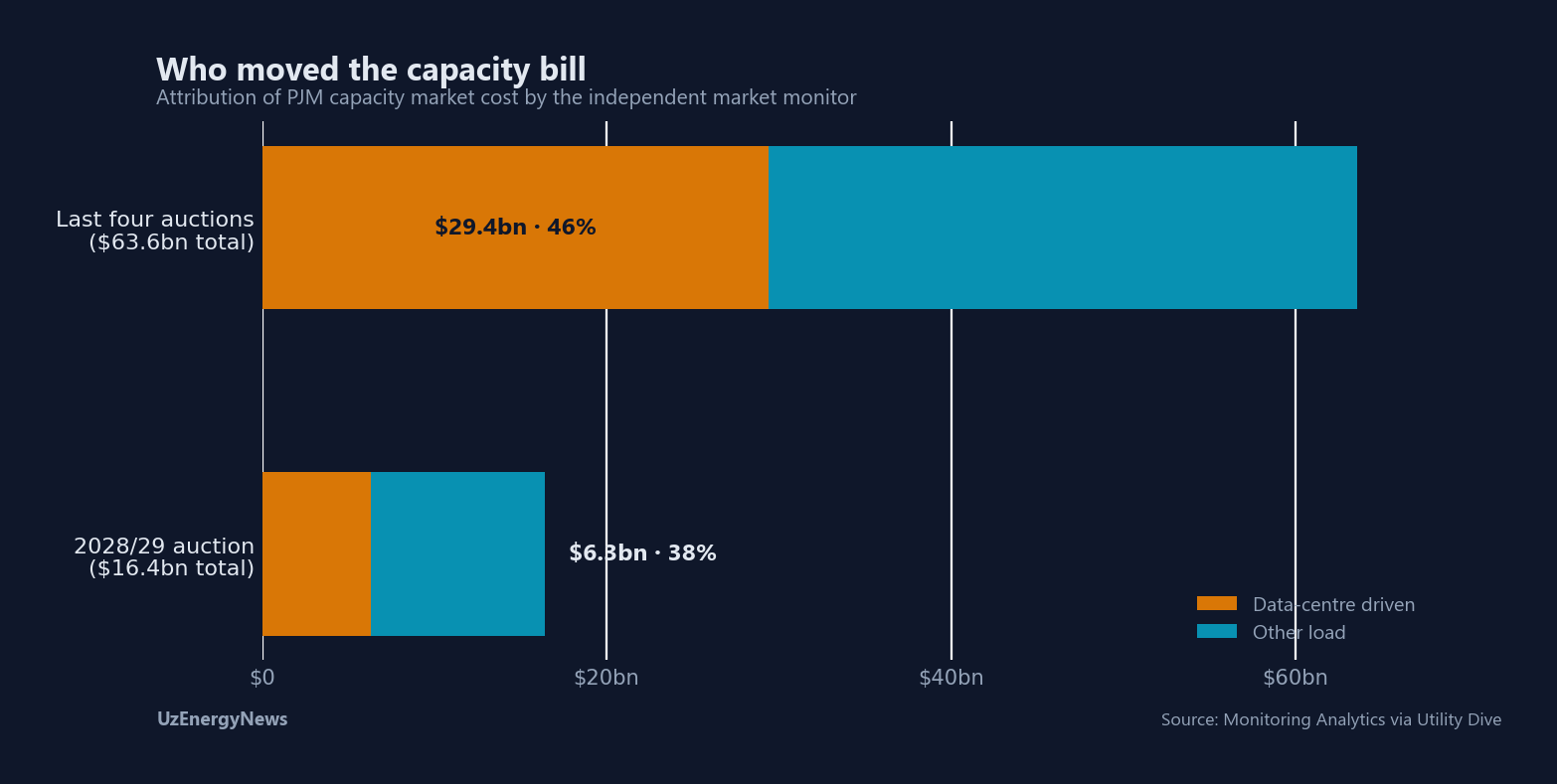 Monitoring Analytics attributes $29.4bn of $63.6bn capacity cost across the last four PJM auctions to data-centre load